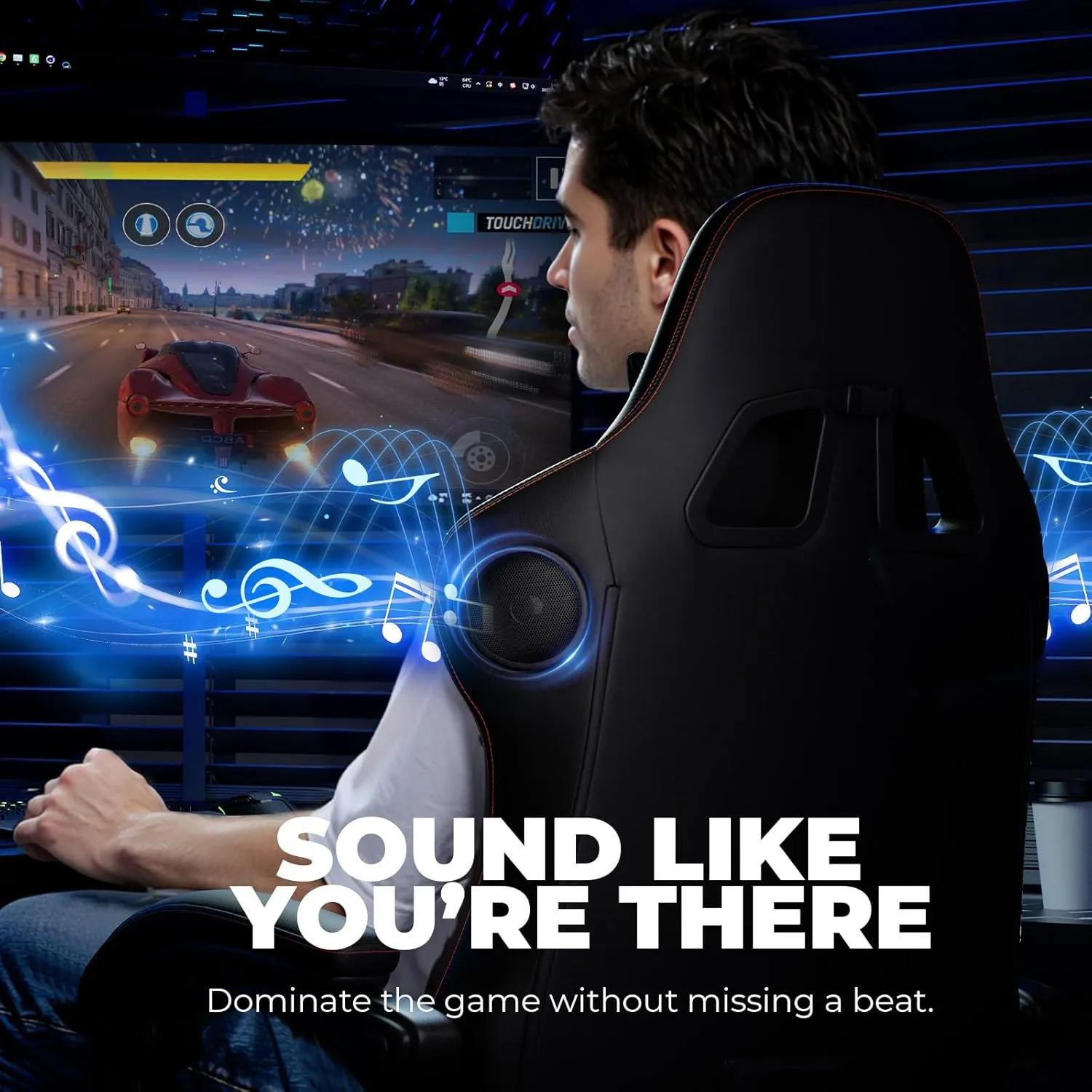 GTPLAYER Gaming Chair with Speakers, Video Game Chairs with Footrest, PC Gamer Chairs for Adults - Padded High Back Ergonomic Reclining Silla Gamer, Linkage Armrest, Ace Pro, Red