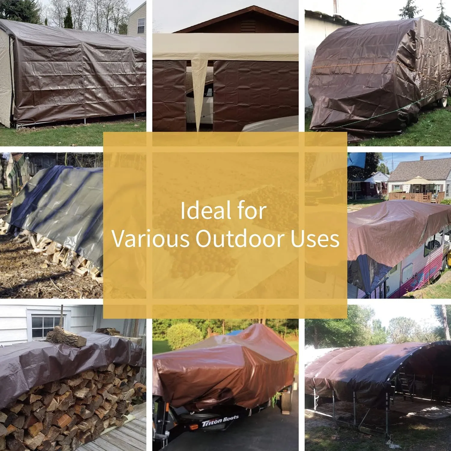 GUARD SHIELD Brown Tarp 16x20 Feet Waterproof Tarps Lightweight Camping Tarp Outdoor Multi Purpose Poly Cover 6mil