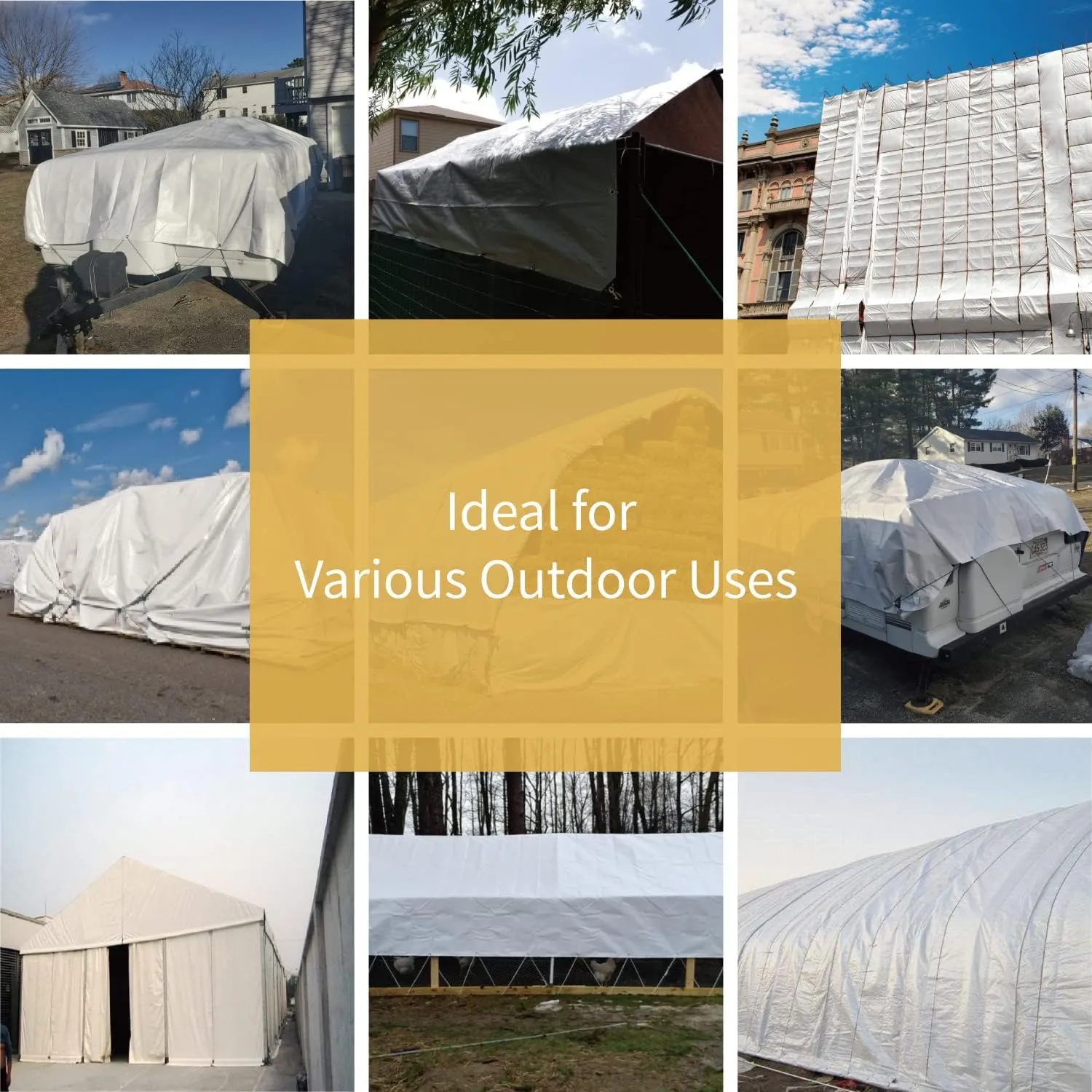 GUARD SHIELD White Tarp Waterproof 15x15 Feet Medium Duty All Purpose Poly Tarps Cover 7mil