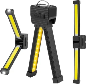 Gym Lamp, Portable Posing Lamp Magnetic LED Flashlight 7th Gear Dimming with Hanging Hook 180° Folding Gym Light (Black)