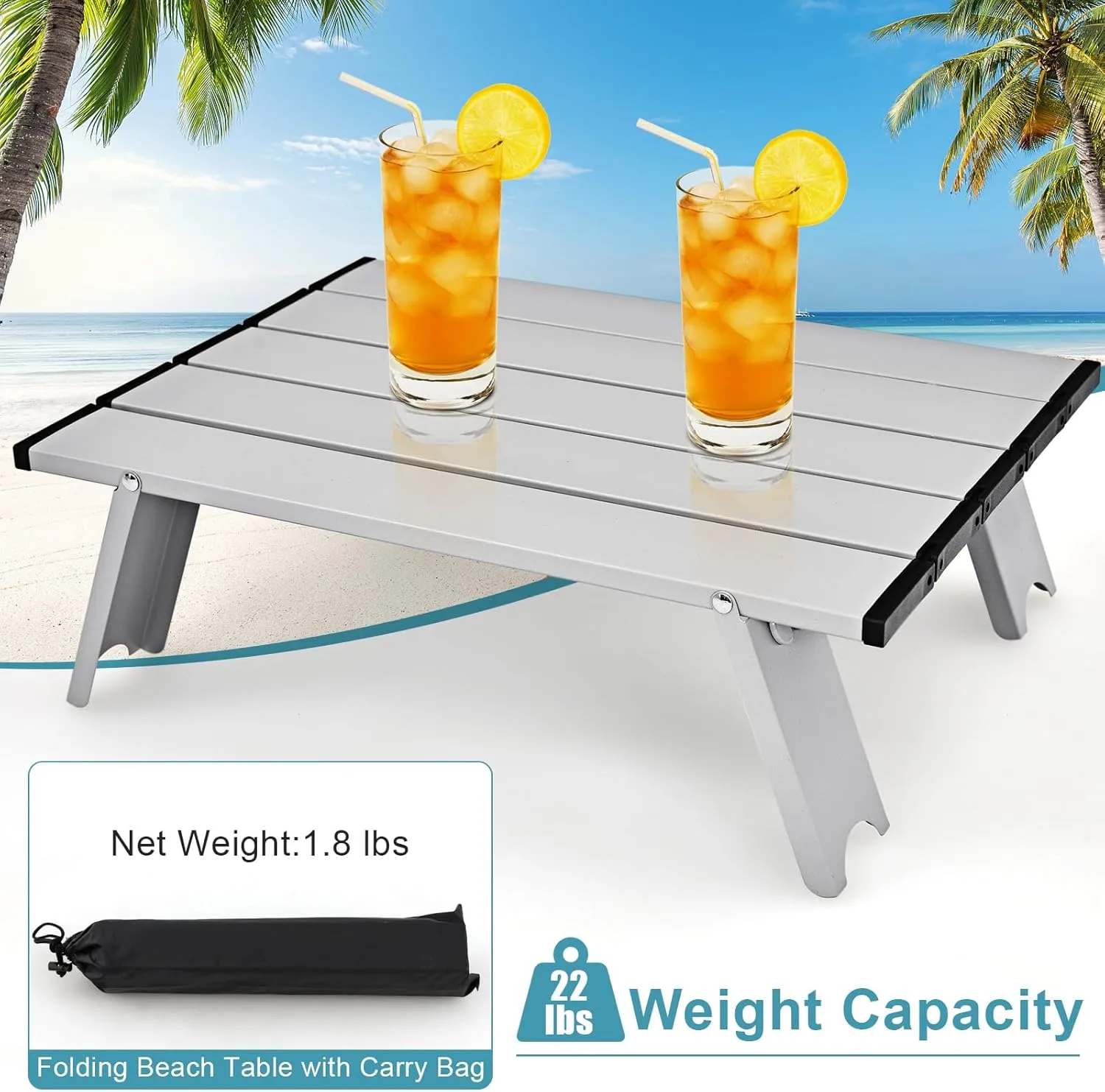 GYMAX Beach Chairs, 2-Pack Backpack Camping Chair with Armrest, Cooler Bag, Cup Holder, Towel Bar & Side Pockets, Sunbath Sling Tanning Lounge, Folding Layout Chairs (Yellow Strip, with Table)