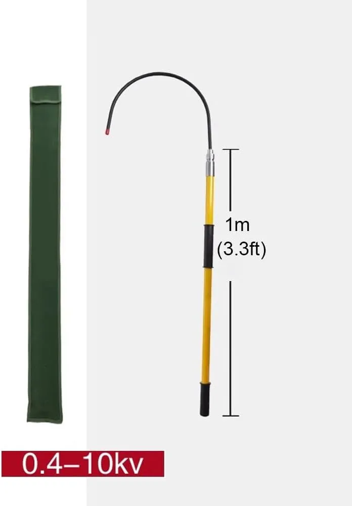 GZHERVICES 18 Inch Opening High Voltage Insulated Rescue Hook - Fiberglass Telescopic Hotstick with Storage Bag, Anti-Electrocution Tool for Electricians, Linemen & Firefighters(Yellow,1m/3.3ft)