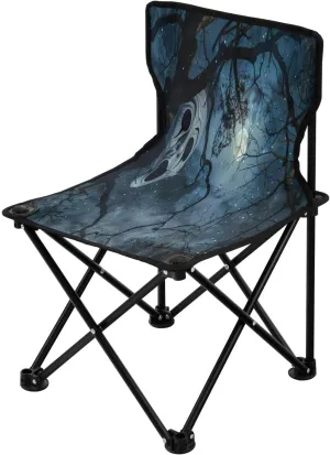 Halloween Cartoon Skeleton Portable Outdoor Folding Chair Anti-Slip Padded Oxford Cloth Stool Camping Chair Small for Beach Hiking Fishing Gardening Quad Camp Chair