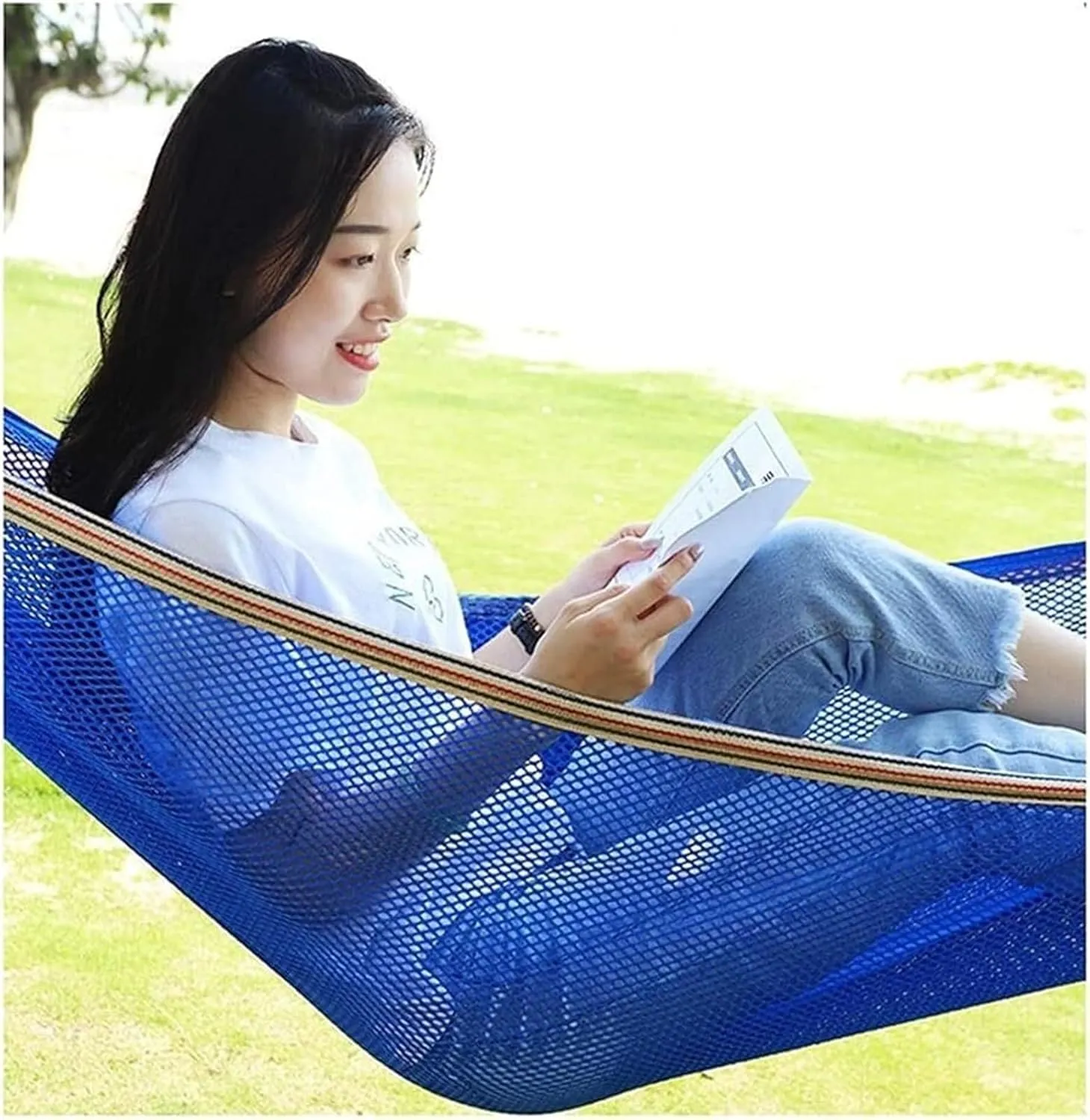 Hammock 200x125 Cm Camping Hammock Breathable Fabric Hammock for Hanging Sturdy Hammock with Travel Bag Portable Hammock