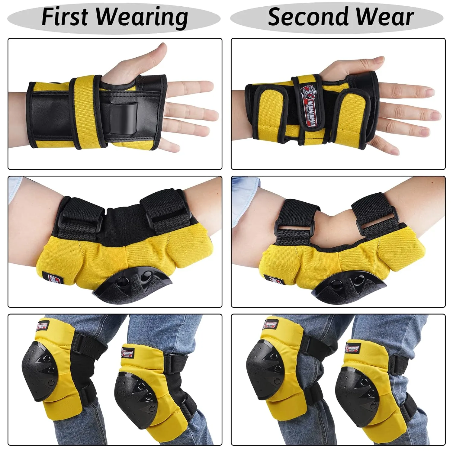 Haomaomao Adult & Kids Knee Pads Elbow Pads Wrist Guards Protective Gear Set for Roller Skates Scooter Inline Skating Cycling BMX Bike Skateboard Riding and Outdoor Extreme Multi-Sports