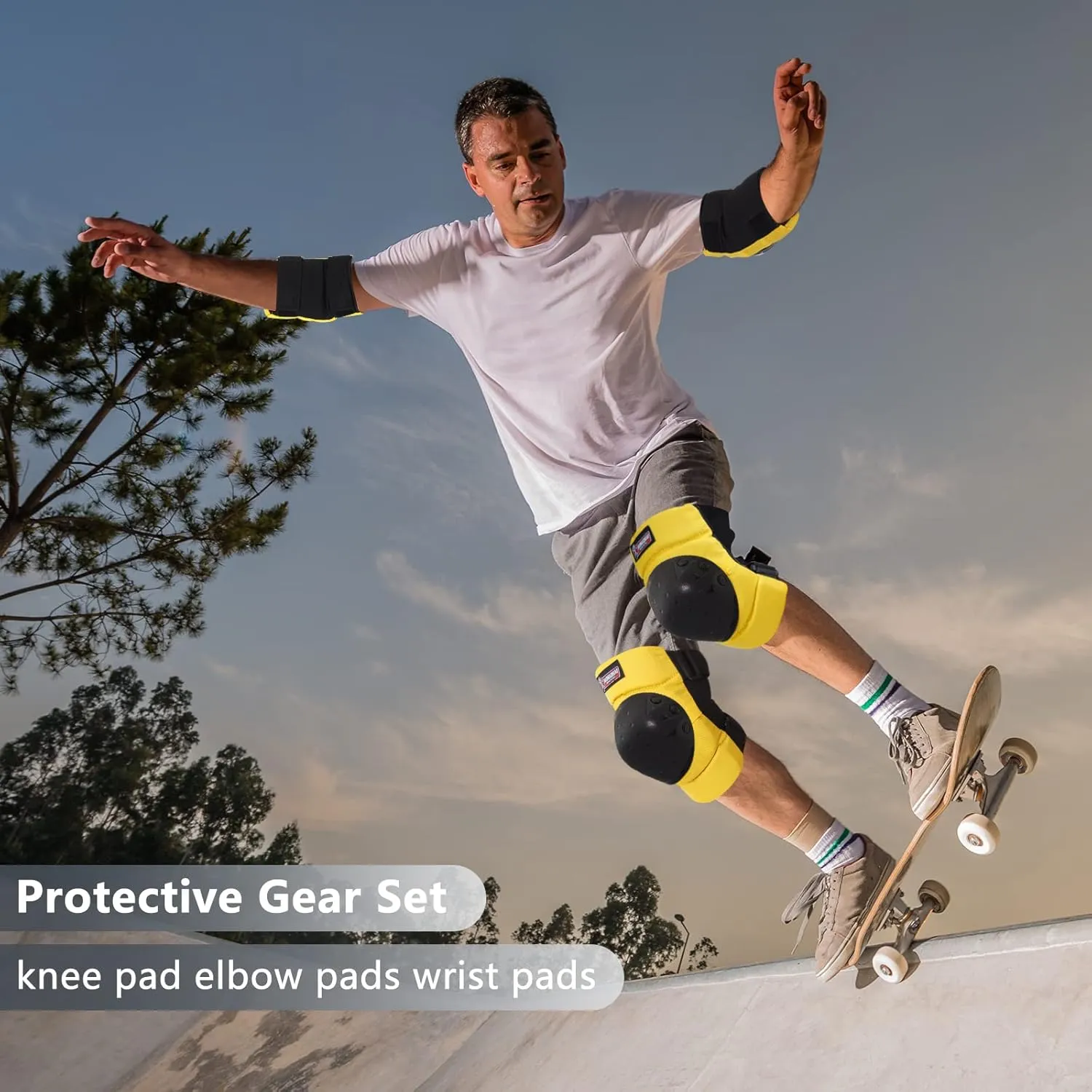 Haomaomao Adult & Kids Knee Pads Elbow Pads Wrist Guards Protective Gear Set for Roller Skates Scooter Inline Skating Cycling BMX Bike Skateboard Riding and Outdoor Extreme Multi-Sports