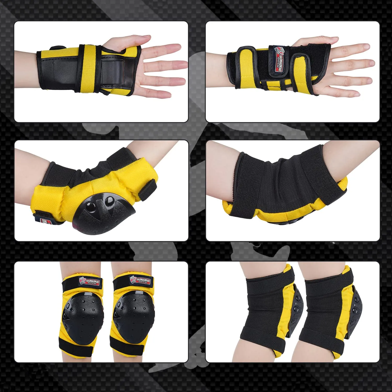 Haomaomao Adult & Kids Knee Pads Elbow Pads Wrist Guards Protective Gear Set for Roller Skates Scooter Inline Skating Cycling BMX Bike Skateboard Riding and Outdoor Extreme Multi-Sports