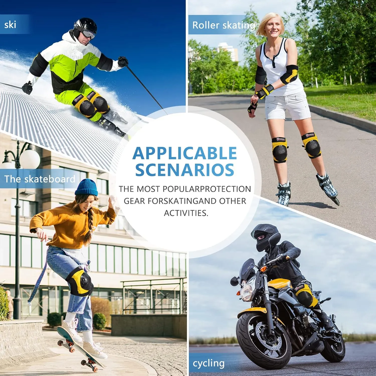 Haomaomao Adult & Kids Knee Pads Elbow Pads Wrist Guards Protective Gear Set for Roller Skates Scooter Inline Skating Cycling BMX Bike Skateboard Riding and Outdoor Extreme Multi-Sports
