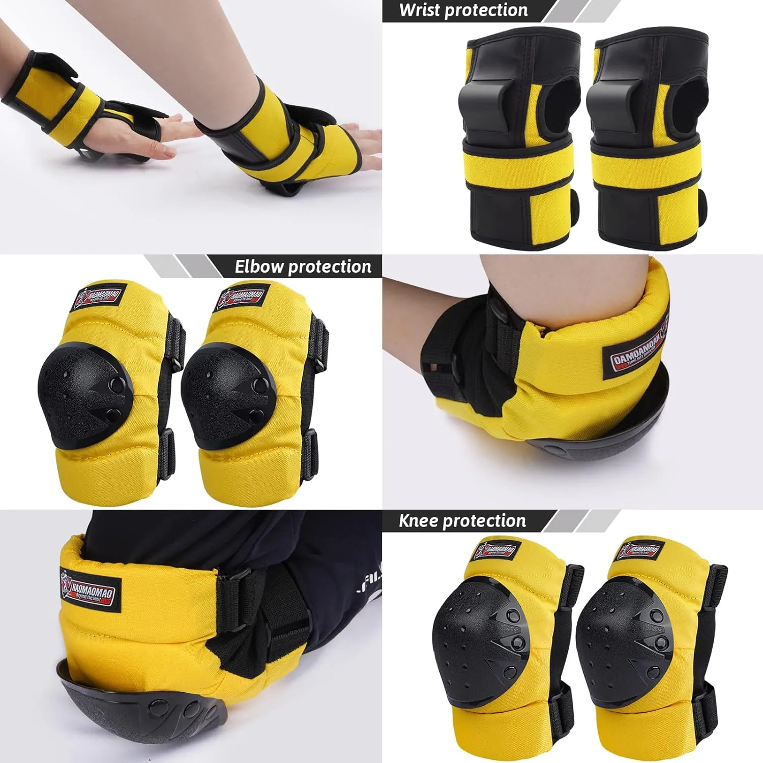 Haomaomao Adult & Kids Knee Pads Elbow Pads Wrist Guards Protective Gear Set for Roller Skates Scooter Inline Skating Cycling BMX Bike Skateboard Riding and Outdoor Extreme Multi-Sports