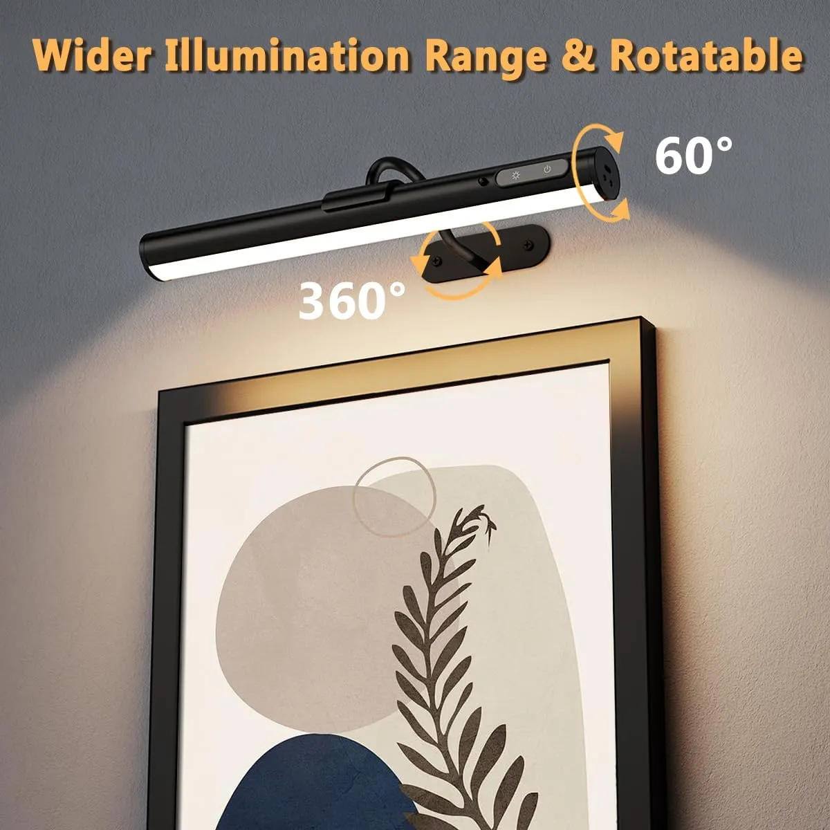 Hapfish Picture Lights for Wall Battery Operated,Wireless Art Light for Paintings, Rechargeable Wall Sconce for Picture with Remote Control,Dimmable Wall Lighting for Gallery Dartboard Mirror - Black