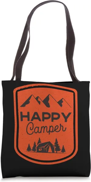 Happy Camper Camping Tent Camp Outdoors Outside Mountains Tote Bag