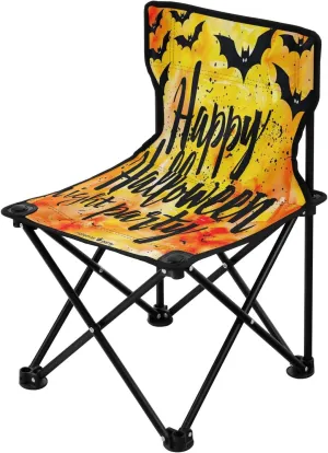Happy Halloween Night Portable Outdoor Folding Chair Anti-Slip Padded Oxford Cloth Stool Camping Chair Small for Beach Hiking Fishing Gardening Quad Camp Chair