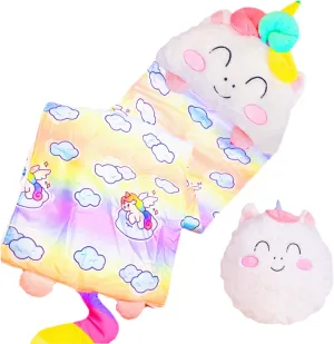 Happy Kids Sleeping Bag, Animal Bags, Sleepy Sack, Comfy, Cozy, Compact, Sleeping Bag with Pillow, Soft Pillow, Nap Mat, Wram Plush with Cotton, Slumber Bag