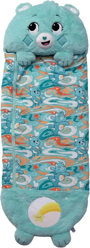 Happy Nappers: Care Bears Sleep Sack Medium - Wish Bear - 54 x 20, 2-in-1: Plush Character Opens Into Sleeping Bag, Soft Nap & Play Animal, Kids 3 