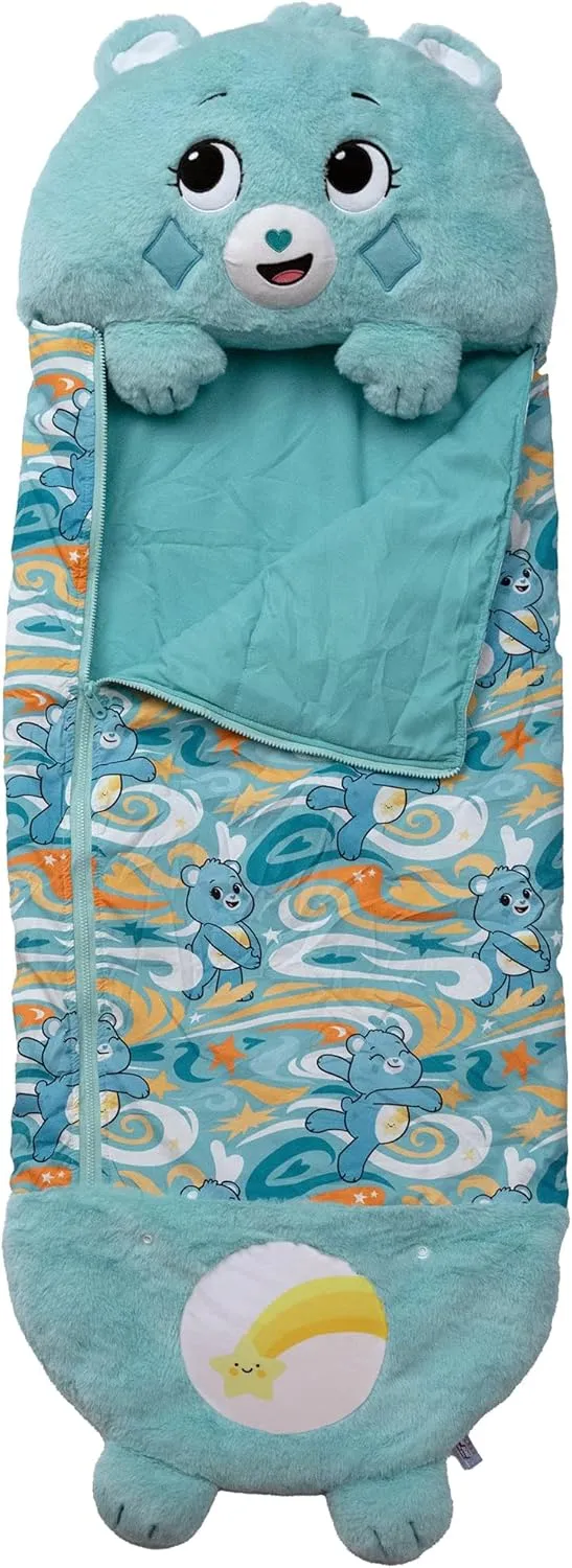 Happy Nappers: Care Bears Sleep Sack Medium - Wish Bear - 54 x 20, 2-in-1: Plush Character Opens Into Sleeping Bag, Soft Nap & Play Animal, Kids 3 