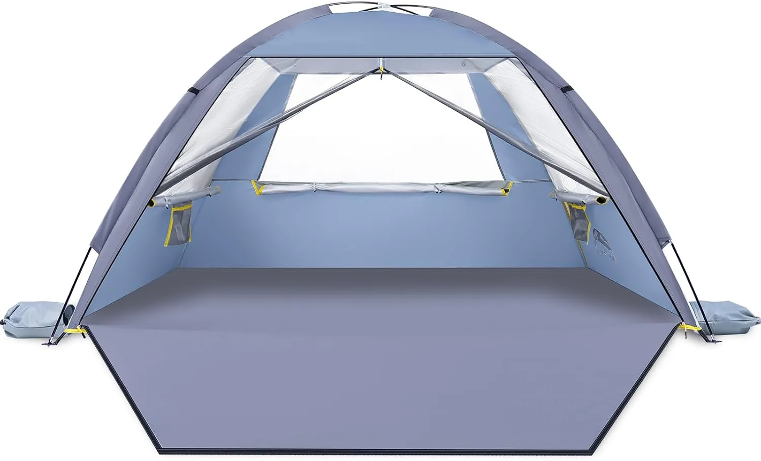 Happy Travel Beach Tent Sun Shelter for 3/4/5/6/7/8 Person, Portable UPF 50  UV Protection Beach Shade Canopy for Family & Baby, Lightweight & Easy Setup Beach Cabana with 3 Ventilation Mesh Windows