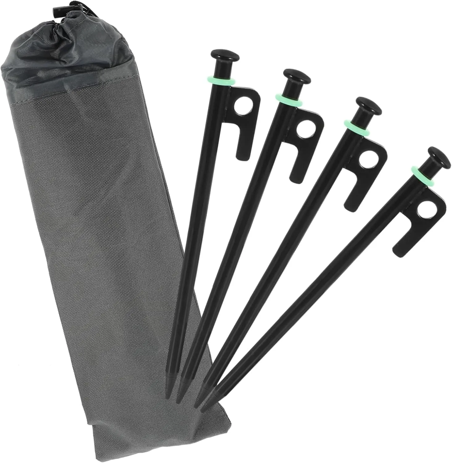 Happyyami Camping Tent Stakes Set 9pcs Ground Pegs Heavy Duty Metal Canopy Stakes Ring