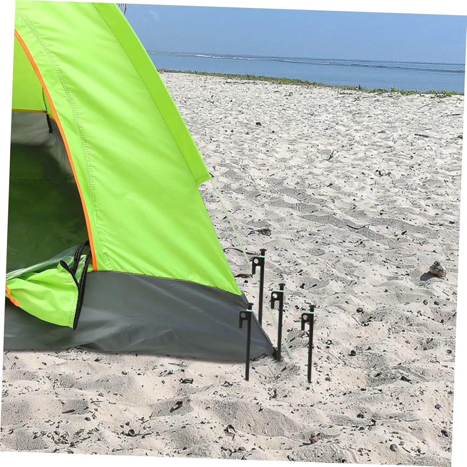 Happyyami Camping Tent Stakes Set 9pcs Ground Pegs Heavy Duty Metal Canopy Stakes Ring