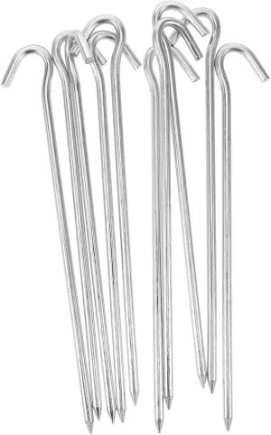 Happyyami Outdoor Tent Stakes 10pcs Heavy Duty Ground Stakes Pointed Curved Design for Camping and Hiking