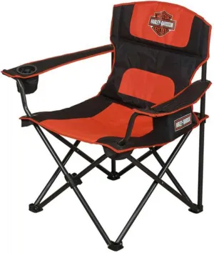 Harley-Davidson Bar & Shield Folding Chair w/Drink Holder, Cooler Pocket & Bag