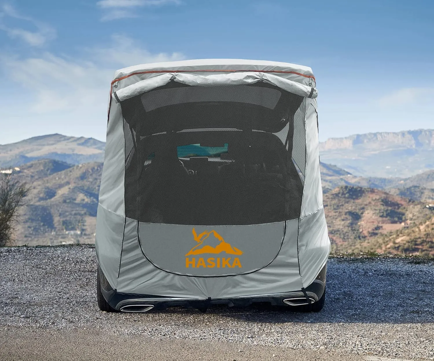 Hasika Canopy Tent Easy Set Up Sun Shade with Mesh Netting for Camping Road Trip Park Waterproof 3000MM UPF 50  Gray