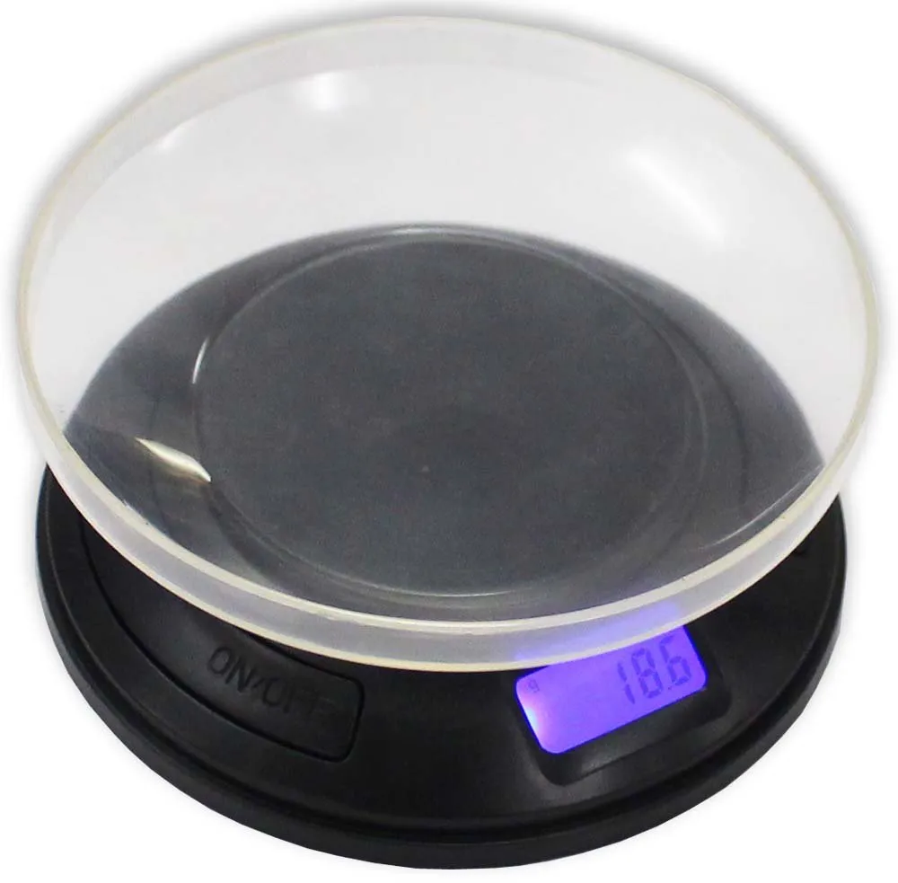 Hawk UFO Bowl Pocket Scale | 400g Capacity | 1" Tall with Lid On | 4 Weighing Modes: G, Oz, Ozt, DWT | Blue Backlit LCD Display | Compact and Stylish