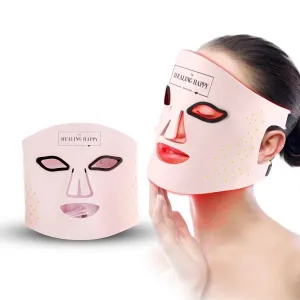 Healing Happy - 7 Color Light Face Mask - Customizable Light Modes for Radiant-Looking Skin & Relaxation - Soft Fit, Adjustable Strap, USB Powered - Home Spa Beauty Tool