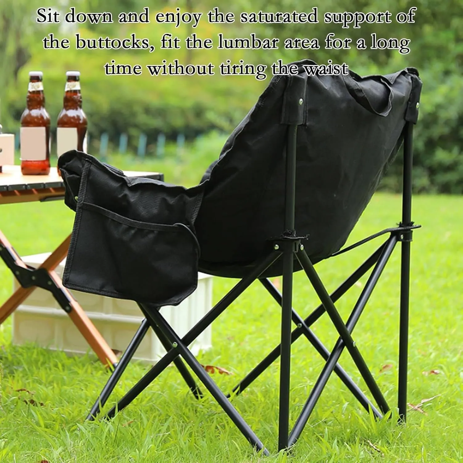 Heated Camping Chairs for Adults, Portable Heated Cushion Folding Chair with 3 Heat Levels, Padded Camping Chair Supports 420lbs, Portable Folding Heated Outdoor Chair for Camping,Beige-66x43x43cm