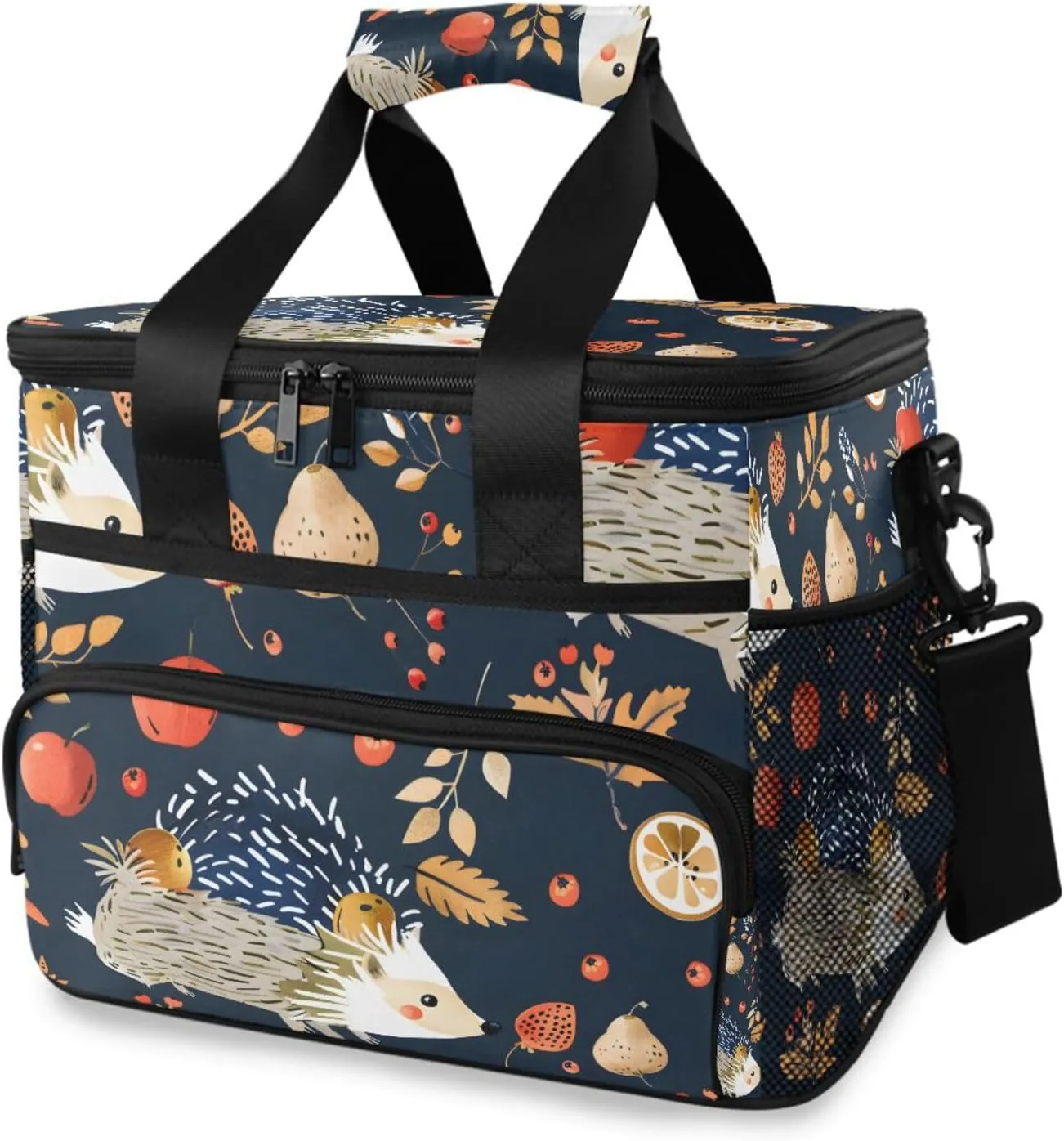 Hedgehog Carrying Fruit Cooler Bag Insulated Cooler Soft Sided Cooler 24 Can Portable Picnic Bag Large Leakproof Lunch Bag Box for Beach Grocery Camping Travel Car Men Women