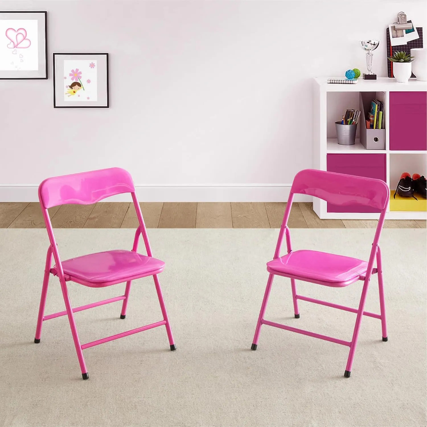 Heritage Kids Padded Folding Chair for Kids, Set of 2, Pink, Ages 3 