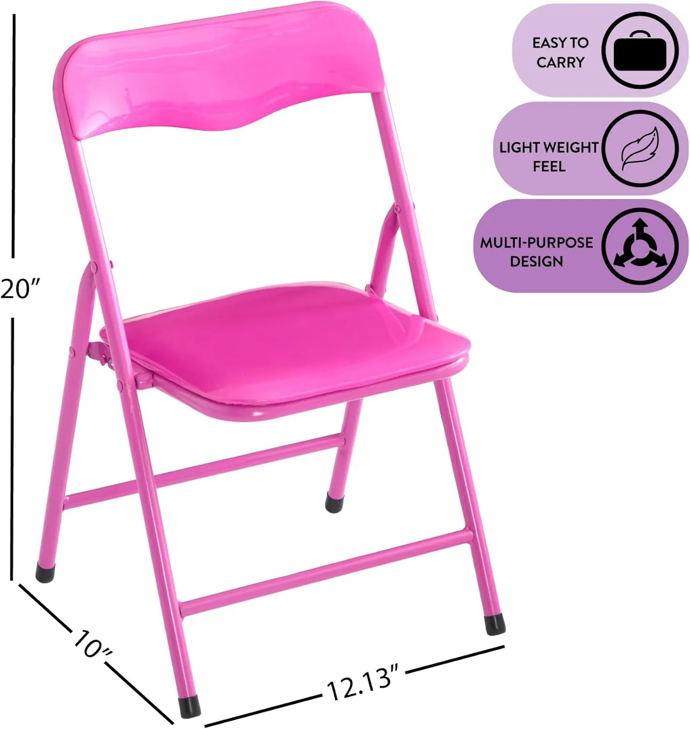 Heritage Kids Padded Folding Chair for Kids, Set of 2, Pink, Ages 3 