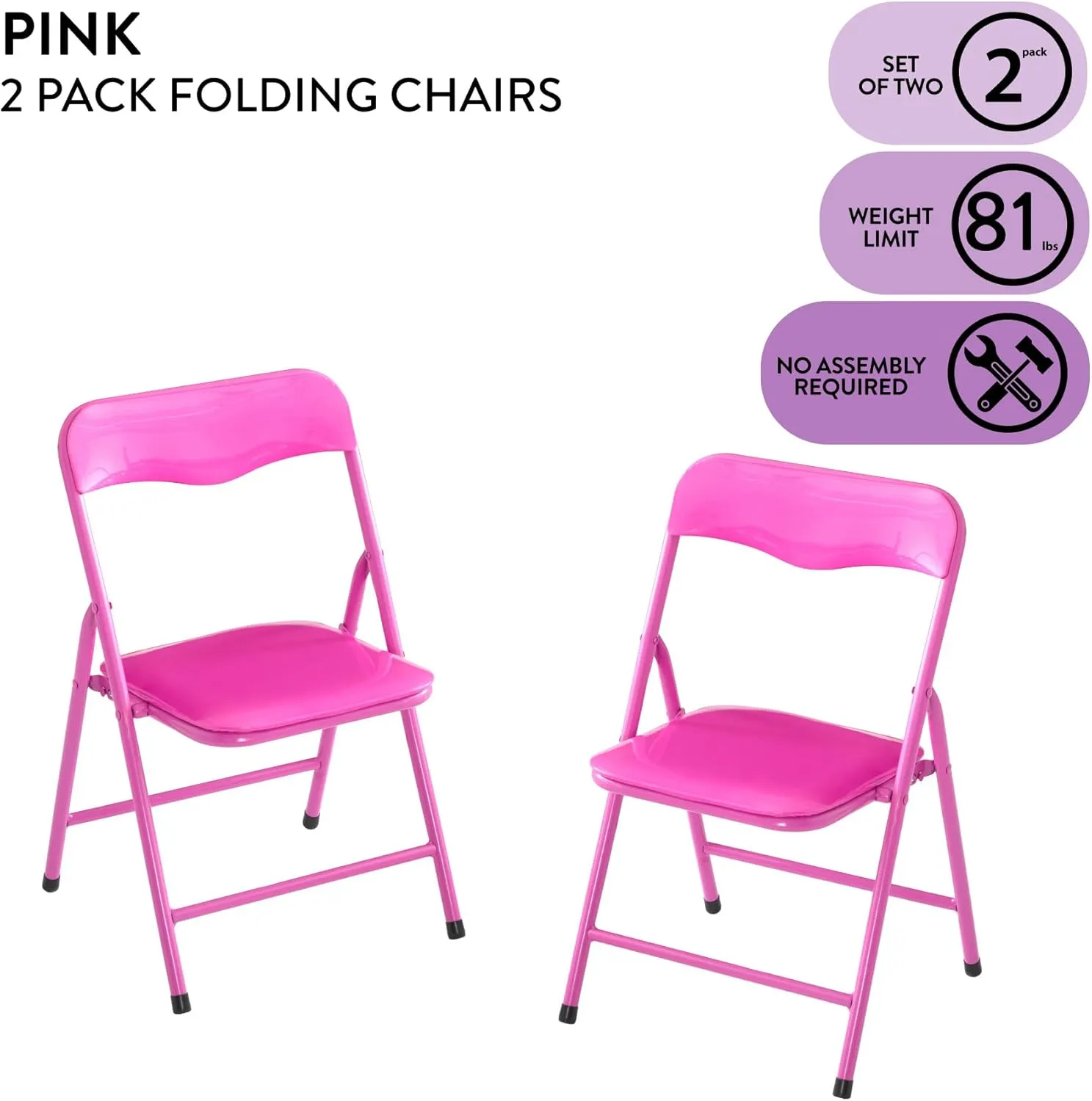 Heritage Kids Padded Folding Chair for Kids, Set of 2, Pink, Ages 3 