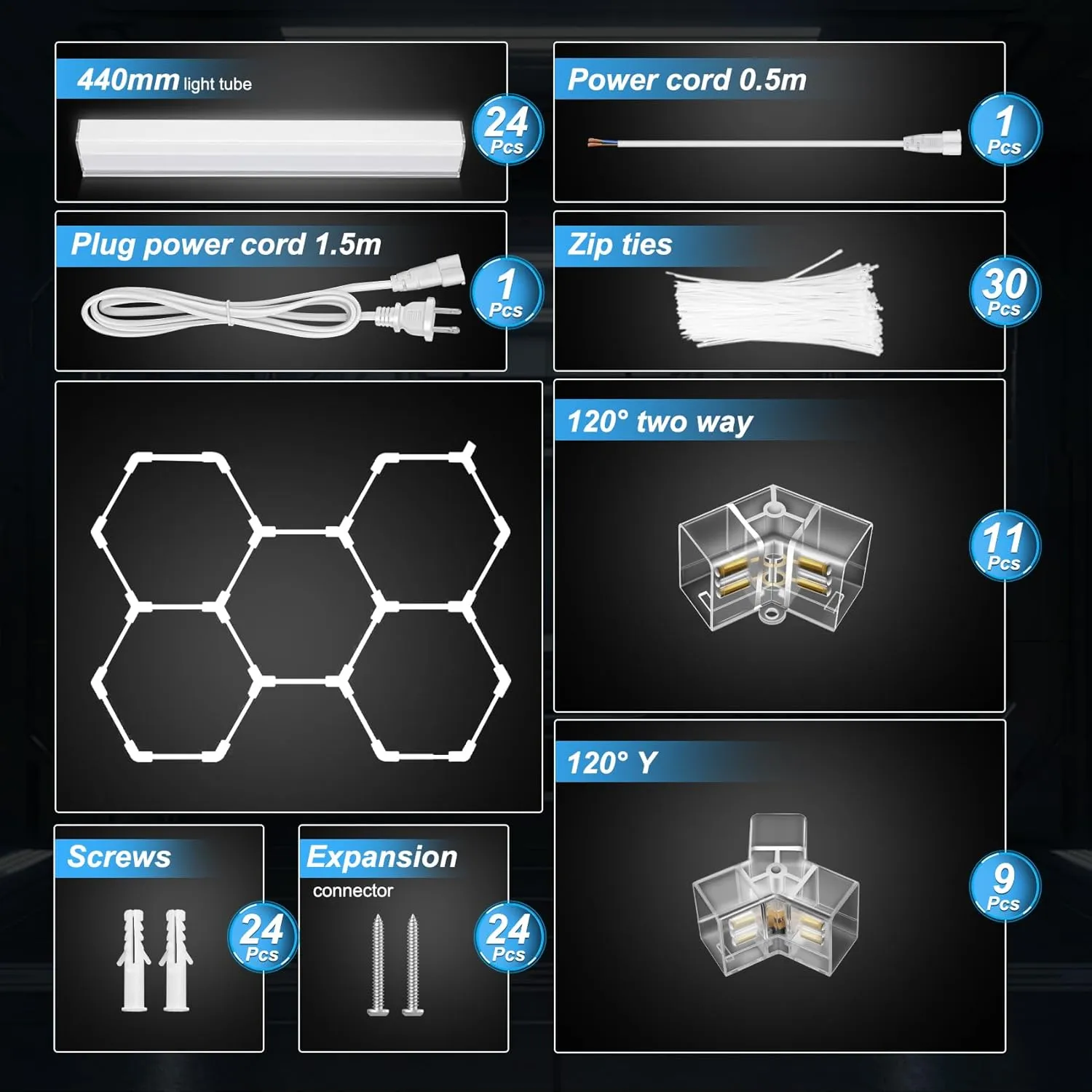 Hexagon Garage Lights, High Brightness 168W 6500K 18480Lumens Honeycomb Hexagon Led Garage Light 5 Grid for Garage, Auto Beauty Shop, Car Detailing Shop, Workshop
