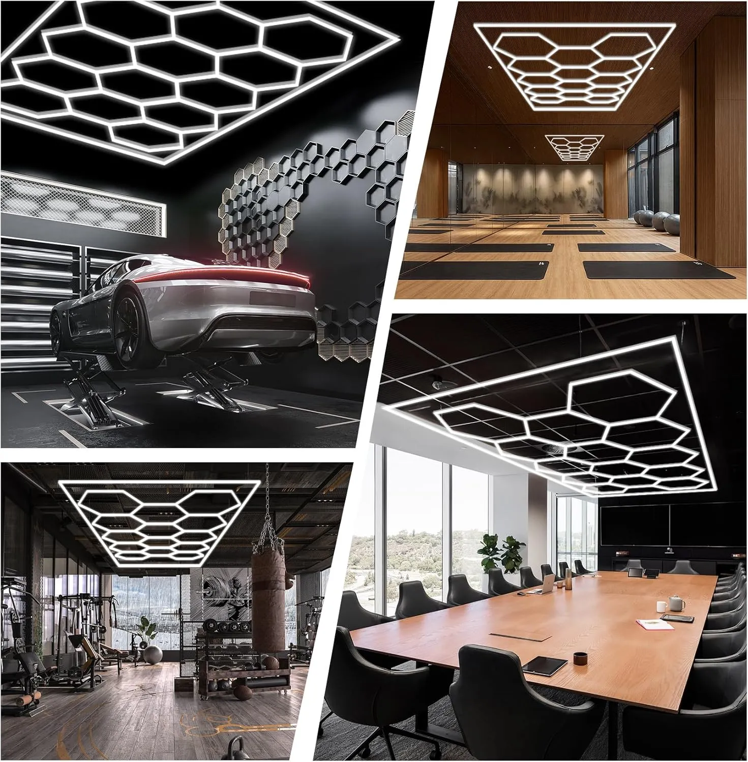Hexagon Garage Lights, High Brightness 168W 6500K 18480Lumens Honeycomb Hexagon Led Garage Light 5 Grid for Garage, Auto Beauty Shop, Car Detailing Shop, Workshop
