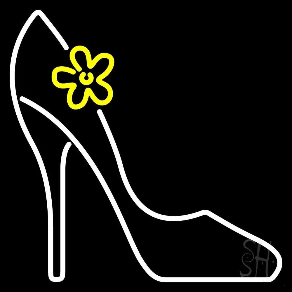 High Heels Block LED Neon Sign 16 x 16 - inches, Black Square Cut Acrylic Backing, with Dimmer - Bright and Premium built indoor LED Neon Sign for store interior Décor, Storefront.