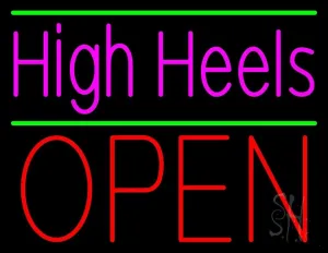 High Heels Open With Green Line LED Neon Sign 24 x 31 - inches, Black Square Cut Acrylic Backing, with Dimmer - Bright and Premium built indoor LED Neon Sign for store interior Décor, Storefront.