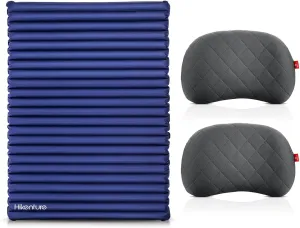 Hikenture Double Sleeping Pad Small with 2 Inflatable Camping Pillows Grey