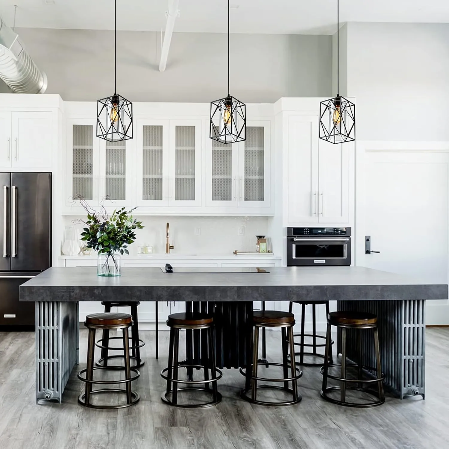 HMVPL Plug in Pendant Light with Dimmer Switch, Outdoor Farmhouse Hanging Lights Fixtures for Gazebo and Porch, Plug in Ceiling Light for Kitchen Island Table Bedroom Hallway Foyer