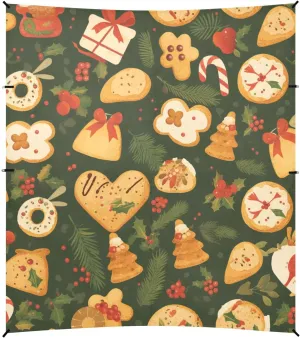 Holiday Christmas Cookies Beach Cabana UPF50  Lightweight Sun Shade with Sand Shovel for Camping, Picnics, Backyard