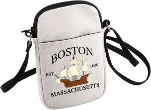 HOLLP Massachusetts State Crossbody Bag Massachusetts Travel Gift Boston Est 1630 Massachusetts Small Sling Bag
