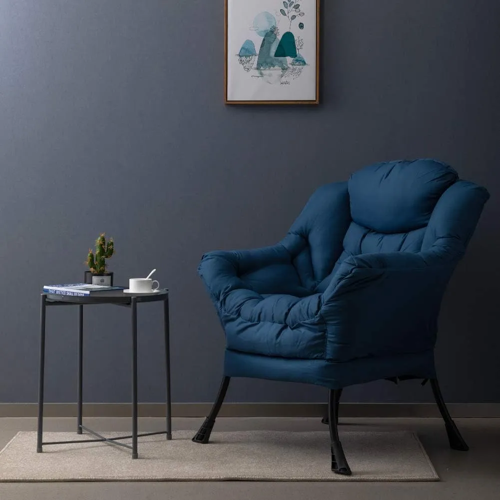 HollyHOME Modern Fabric Large Lazy Accent Chair, Oversized Comfy Reading Lounge Chair, Thick Padded Cozy With Armrest, Steel Frame Leisure Sofa for Living Room, Bedroom, Dorm, Navy Blue