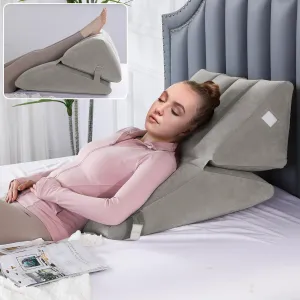 HOMBYS Adjustable Inflatable Bed Wedge Pillow for Sleeping, 7 in 1 Multi Use Back Pillow for Bed Sitting Up, 10 inch Elevated Support Pillow for Legs & Back, Portable for Travel Use-30"x22"x10", Grey