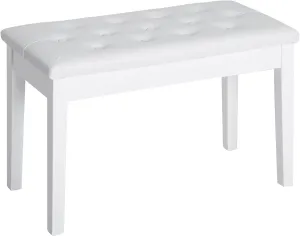 HOMCOM Piano Bench, Duet Piano Chair with Faux Leather Padded Cushion and Wooden Frame, Button Tufted Keyboard Bench, White