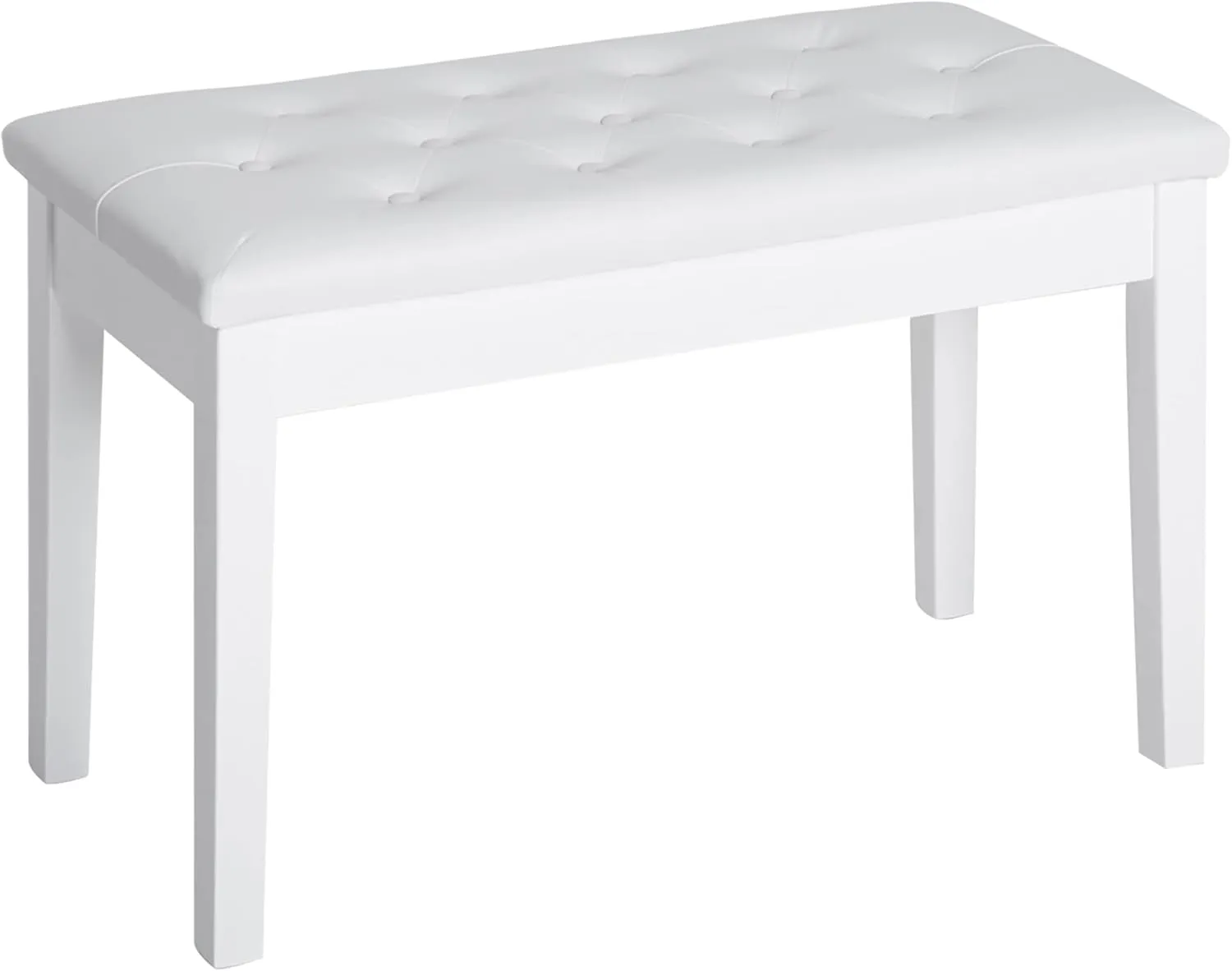 HOMCOM Piano Bench, Duet Piano Chair with Faux Leather Padded Cushion and Wooden Frame, Button Tufted Keyboard Bench, White