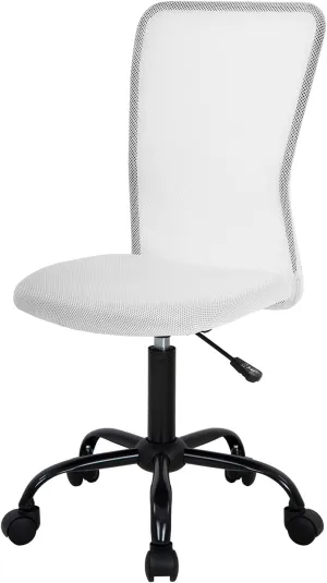 Home Office Chair Mid Back Mesh Desk Chair Armless Computer Chair Ergonomic Task Rolling Swivel Chair Back Support Adjustable Modern Chair with Lumbar Support (White)