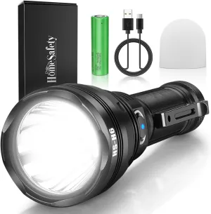 Home Safety H7 EDC USB Rechargeable Flashlight, High Lumens Tactical Flashligt Powerful Pocket Light with SFT-40 LED & TIR Lens Bright Waterproof Torch for Home Emergency,Home (H6 Powerful Light)