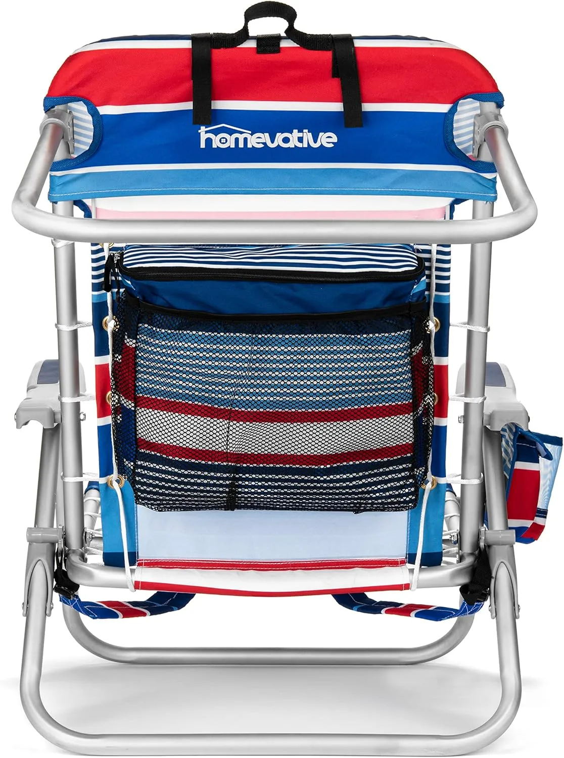 Homevative Backpack Fold-Up Beach Chair, 5 Positions, Towel bar, Cooler, Storage Pouch, Cup Holder and Phone Pocket