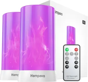 Hompavo 【Upgraded】 LED Flame Lights with Remote & Timer, Waterproof 4-Mode Rechargeable Battery Operated Flameless Candles, Pillar Flickering Lanterns for Room Patio Wedding Halloween Home Decor