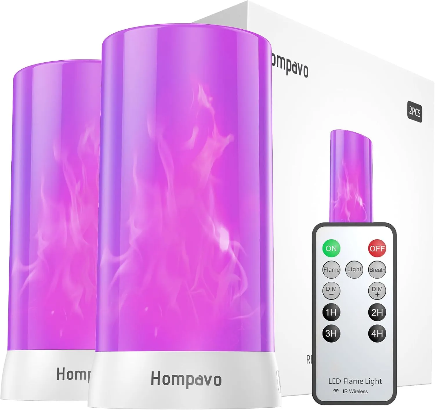 Hompavo 【Upgraded】 LED Flame Lights with Remote & Timer, Waterproof 4-Mode Rechargeable Battery Operated Flameless Candles, Pillar Flickering Lanterns for Room Patio Wedding Halloween Home Decor