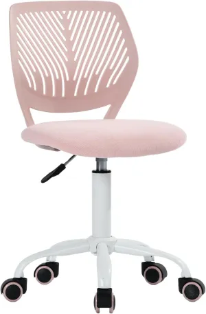 Homy Casa Armless Home Office Desk Chair, Colorful Task Chair with Soft Mesh Padded Cushion, Height Adjustable Swivel Study Computer Chair for for Girls Boys Teens (CO-Pink, 1PC)